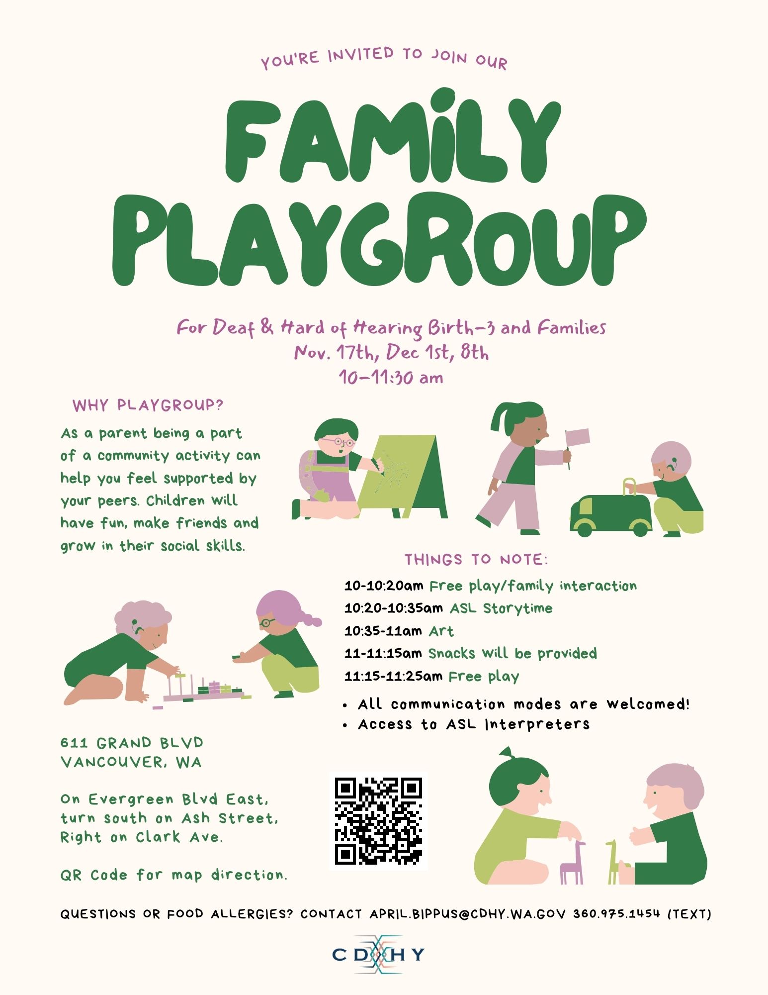 birth to 3 family playgroup flyer